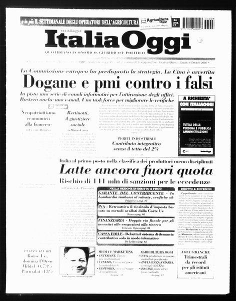 Italia oggi : quotidiano di economia finanza e politica